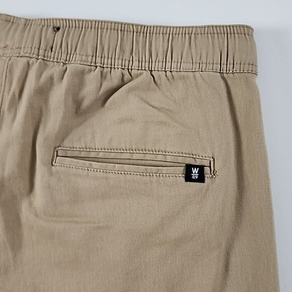 West49 Men's Twill Jogger Pant Tan Cotton Stretch Elastic Waistband Size Large - Picture 4 of 13